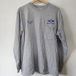 Vintage Mens Southwest Airlines Ramp Shirt Grey Long Sleeve Small